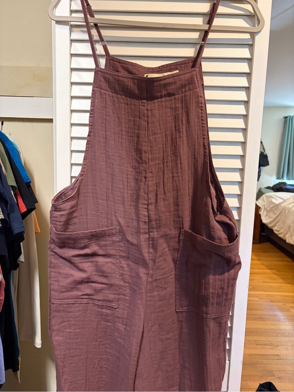 Mauve Linen-Blend Pocket Jumpsuit